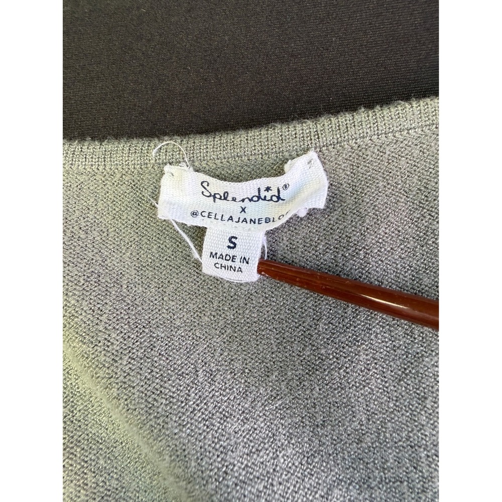 Splendid x Cella Jane Sage Green V-Neck Knit Midi Sweater Dress Size Small Earth - Picture 7 of 13